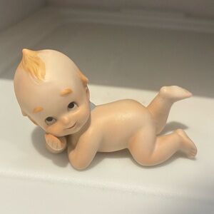 Vintage Kewpie Lefton Japan Crawling Angel Porcelain Bisque Doll Piano Figurine